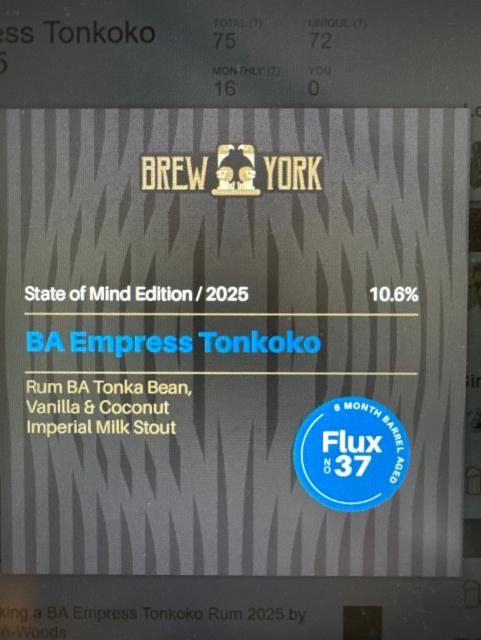 Rum BA Empress Tonkoko 2025 10.6%, Brew York, England