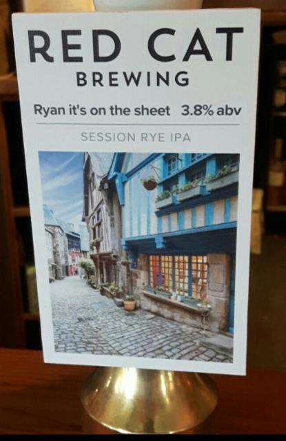 Ryan Its On The Sheet 3.8%, Red Cat Brewery, England