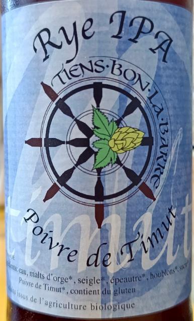 Rye ipa poivre de Timut 5.0%, Tiens Bon La Barre, France