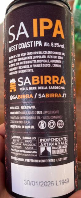 SA IPA 6.5%, SABIRRA, Italy