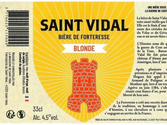 Saint-Vidal Blonde 4.5%, Brasserie De Saint-Vidal (Saint Vidal), France