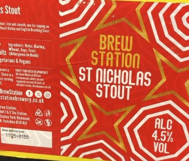 Saint Nicholas Stout 4.5%, Yorkshire dales brewing company, England
