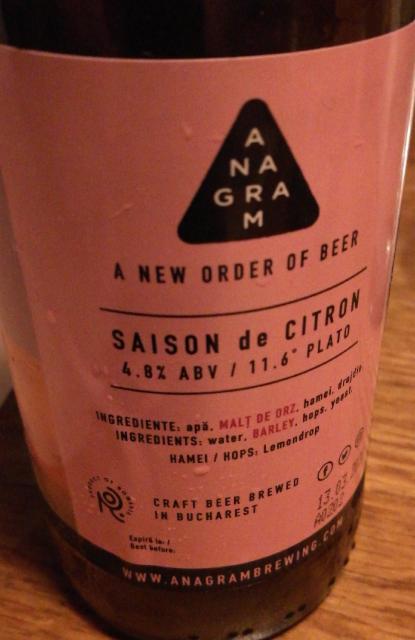 Saison de Citron 4.8%, Anagram Brewery, Romania