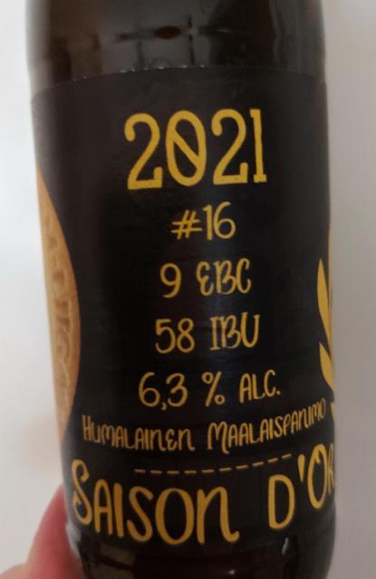 Saison d'or 6.3%, Humalainen maalaispanimo, Finland