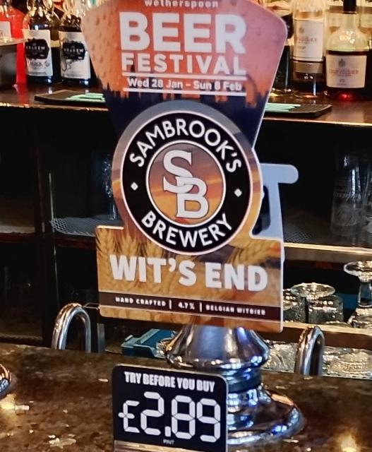 Wit's End 4.7%, Sambrook's Brewery, England