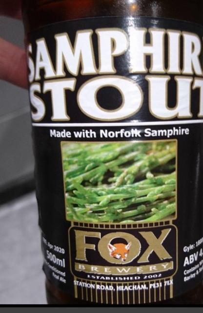 Samphire Stout 4.5%, Fox Brewery, England