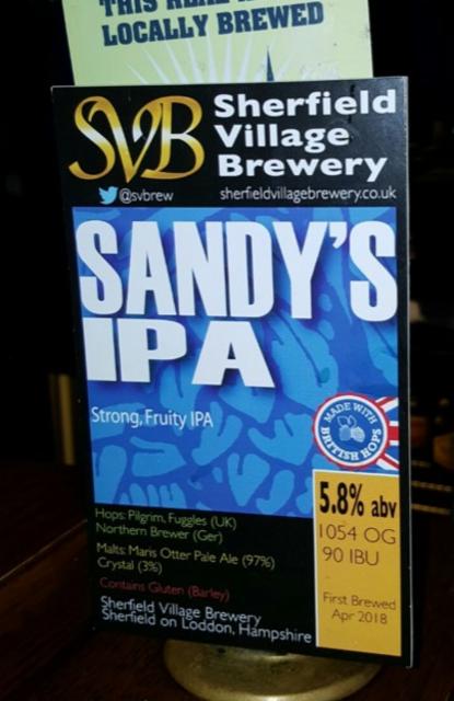 Sandy's IPA 5.8%, Sherfield Village Brewery, England