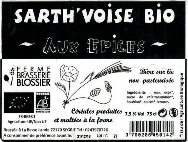 Sarth'voise Aux Épices 7.5%, Ferme Brasserie Blossier (Sarth'Voise), France