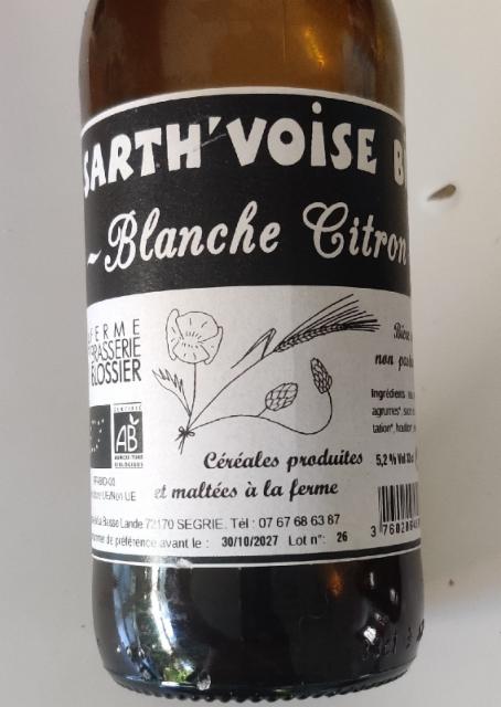 sarth'voise blanche citron 5.2%, Ferme Brasserie Blossier (Sarth'Voise), France