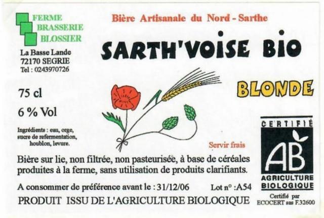 Sarth'voise Blonde 6.0%, Ferme Brasserie Blossier (Sarth'Voise), France