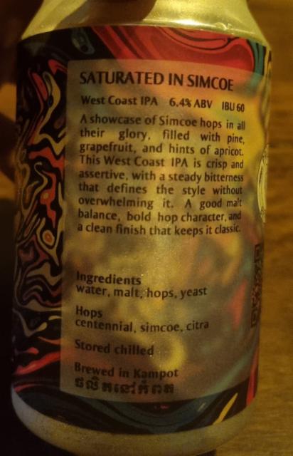 Saturated in simcoe 6.4%, Projekt Brews, Cambodia