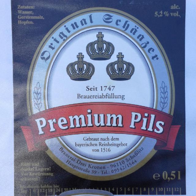 Original Schäazer Premium Pils 5.2%, Brauerei Drei Kronen Scheßlitz, Germany