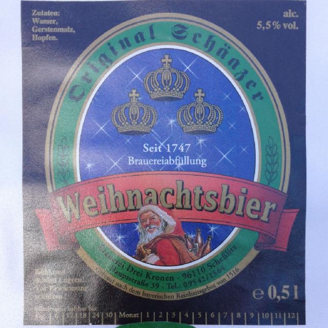 Original Schäazer Weihnachtsbier 5.5%, Brauerei Drei Kronen Scheßlitz, Germany