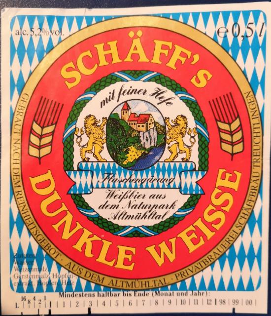 Schäff's Dunkle Weisse, Privatbrauerei Schäffbräu Treuchtlingen