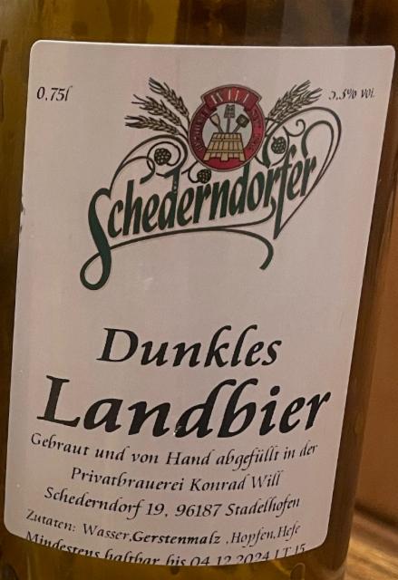 Schederndorfer Dunkles Landbier 5.3%, Brauerei Will - Schederndorfer, Germany