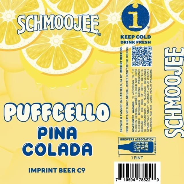 Schmoojee Puffcello Pina Colada 6.5%, Imprint Beer Co., United States