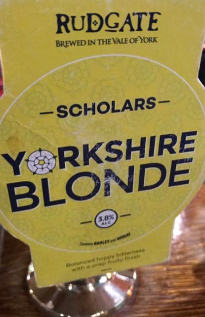 Scholars Yorkshire Blonde 3.8%, Rudgate Brewery, England