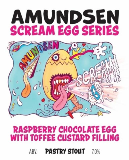Scream Egg Series - Raspberry Chocolate Egg With Toffee Custard Filling 7.0%, Amundsen Bryggeri, Norway