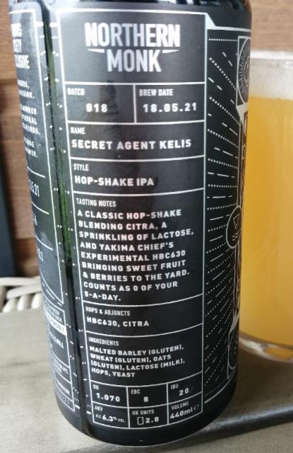 018 Secret Agent Kelis 6.3%, Northern Monk Brew Co., England