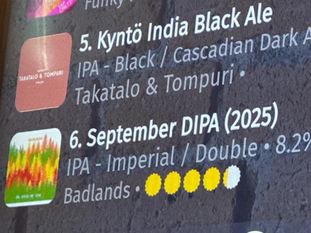 September DIPA, Badlands Brewing Company