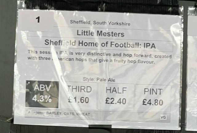 Sheffield Home of Football IPA 4.3%, Little Mesters Brewing, England