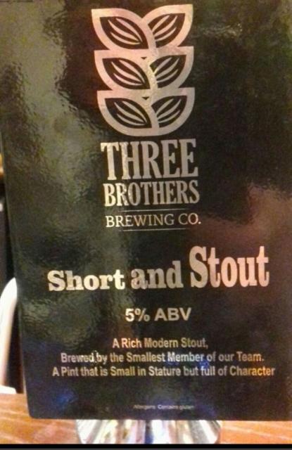 Short and Stout 5.0%, Three Brothers Brewing Co, England