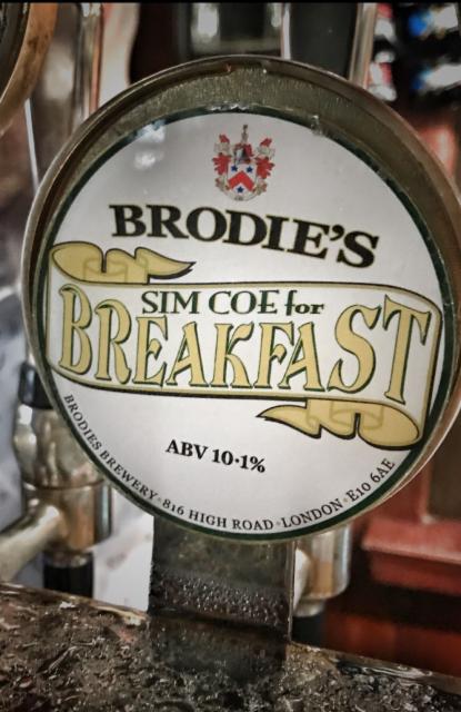 Sim Coe for Breakfast 10.1%, Brodie's, England