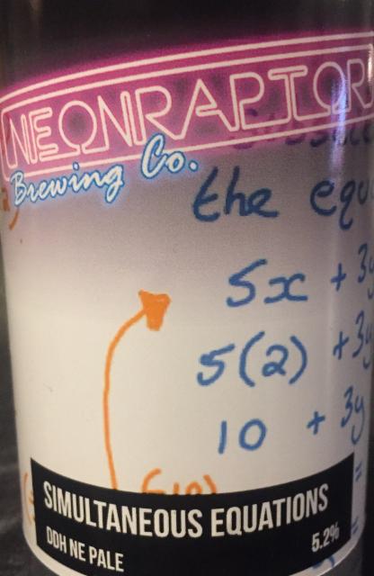 Simultaneous Equations 5.2%, Neon Raptor Brewing Co., England