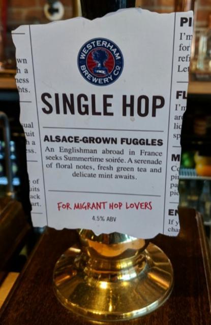 Single Hop Alsace-Grown Fuggles 4.5%, Westerham Brewery Co, England