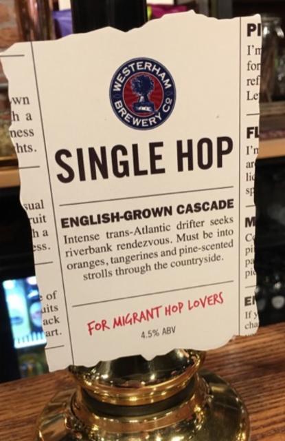 Single Hop English-Grown Cascade 4.5%, Westerham Brewery Co, England