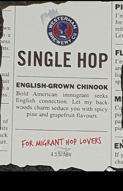 Single Hop English-Grown Chinook 4.5%, Westerham Brewery Co, England
