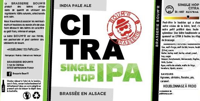 Single Hop IPA Citra 6.0%, Brasserie Boum'R, France