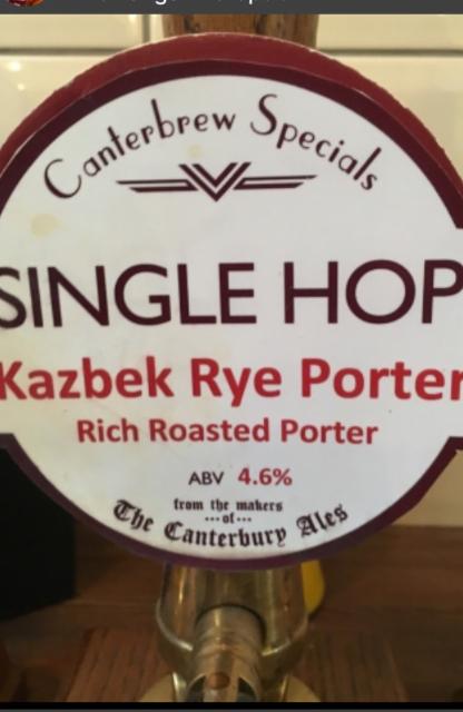 Single Hop Kazbek Rye Porter 4.6%, Canterbury Ales, England