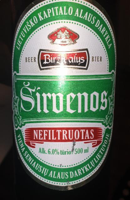 Širvenos Nefiltruotas 6.0%, Biržų Alus, Lithuania