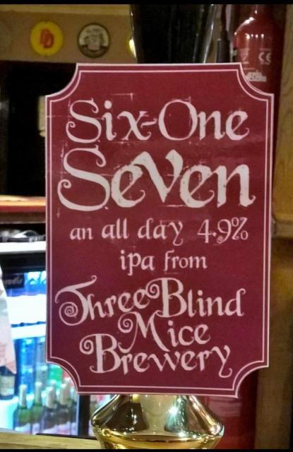 Six One Seven 4.9%, Three Blind Mice Brewery, England