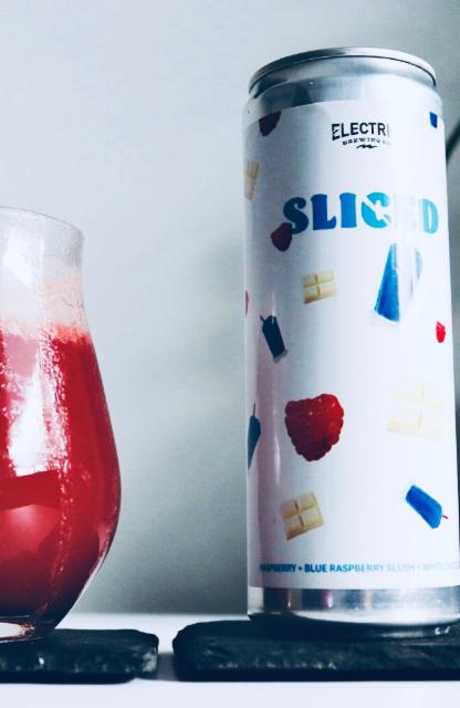 Sliced: Raspberry + Blue Raspberry Slush + White Chocolate 7.0%, Electric Brewing Company, United States