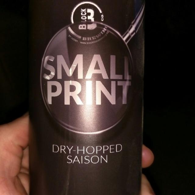Small Print 6.0%, Block Three Brewing Co, Canada
