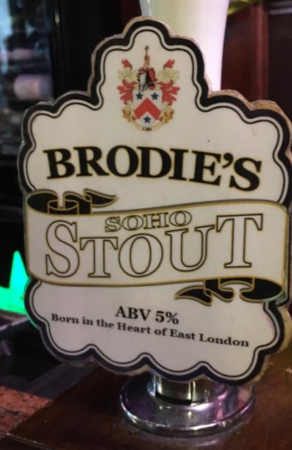 Soho Stout 5.0%, Brodie's, England