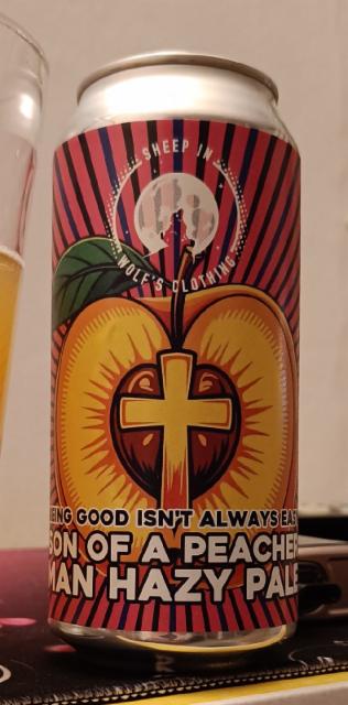 son of a peacher man hazy pale 4.5%, Sheep in Wolf's Clothing Brewery, Scotland