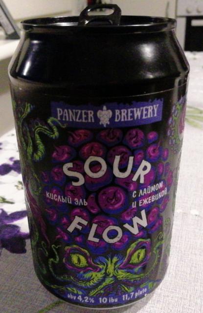 Sour Flow Ezhevika + Laim / Ежевика + Лайм / Blackberry + Lime 4.2%, Panzer Brewery, Russia