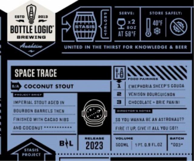 Space Trace (2023) 12.7%, Bottle Logic Brewing, United States