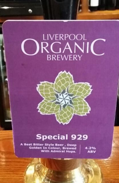 Special 929 4.2%, Liverpool Organic Brewery, England