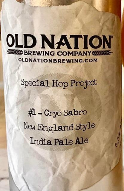 Special Hop Project #1 - Cryo Sabro 6.8%, Old Nation Brewing, United States