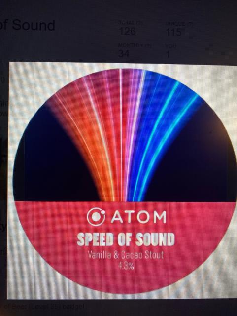 Speed of Sound 4.3%, Atom Beers, England