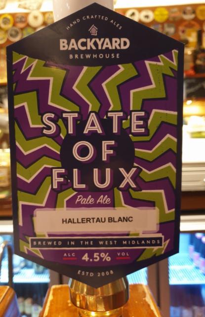 State Of Flux- Hallertau Blanc 4.5%, Backyard Brewhouse, England