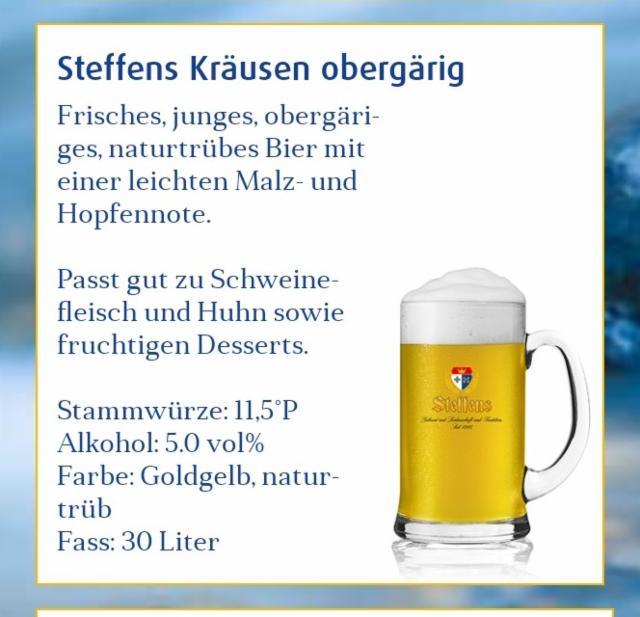 Steffens Kräusen 5.0%, Privatbrauerei Steffens, Germany