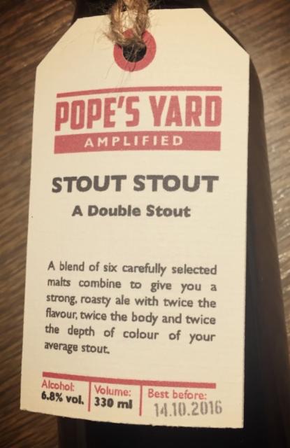 Stout Stout 6.8%, Pope's Yard Brewery Ltd, England