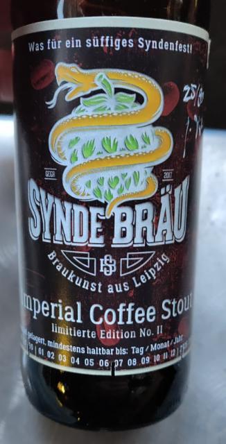 Synde Bräu Imperial coffee stout Ltd. Edition Nr. II 7.5%, Synde Bräu, Germany