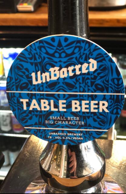 Table Beer 3.5%, UnBarred Brewery, England