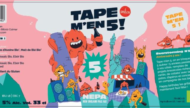 Tape M'En 5 5.0%, Brasserie Du Grillen, France